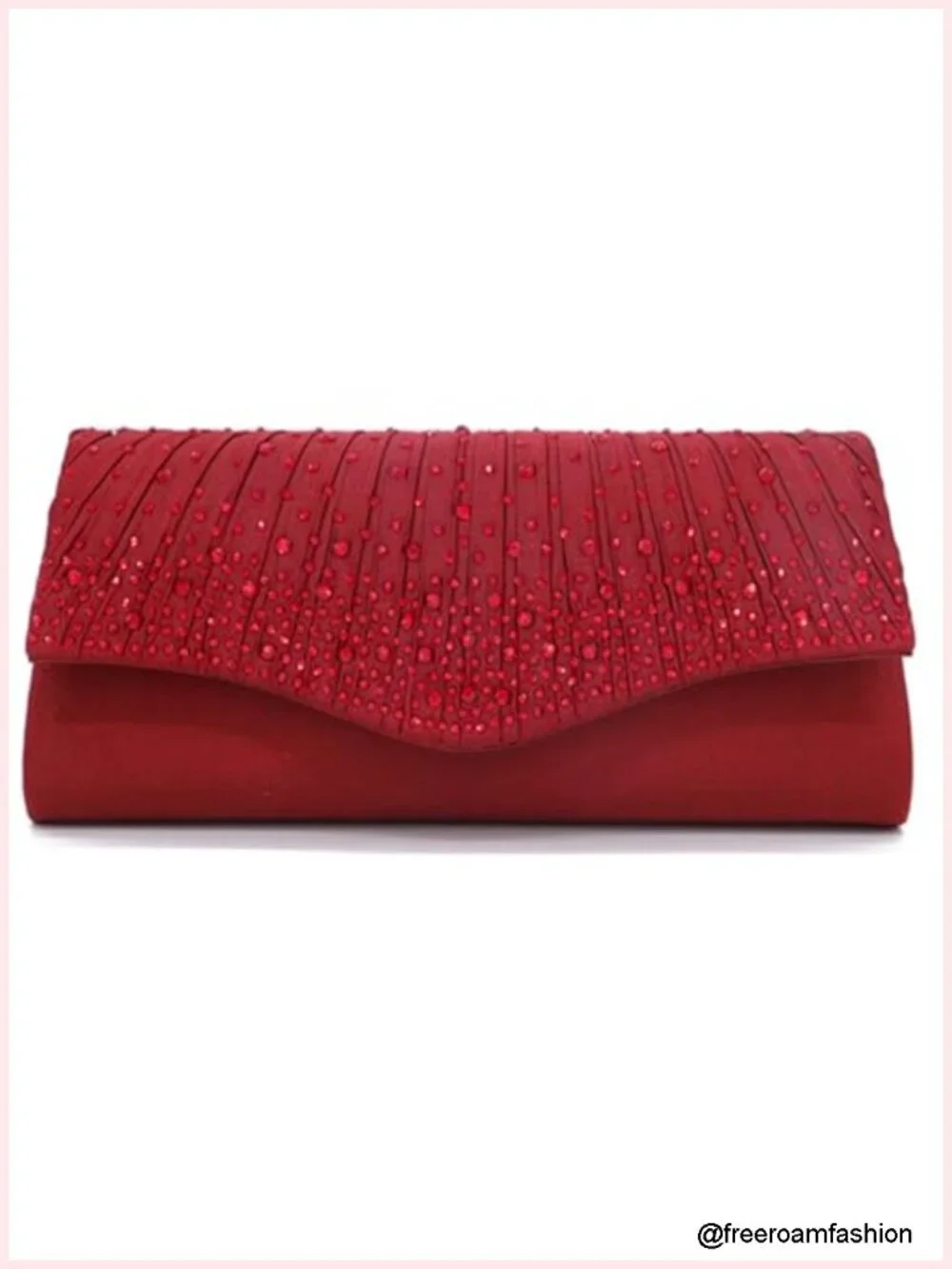 Rhinestone Envelope Clutch Evening Bag with Detachable Chain